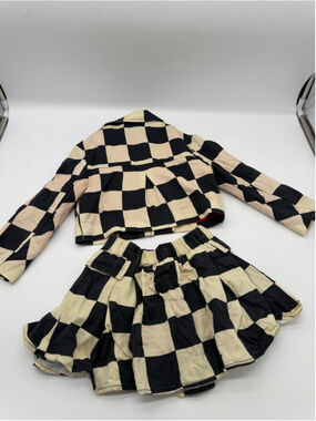 FINDING FOXTALE Jacket 4T & Skort 3T Black Beige Checkered